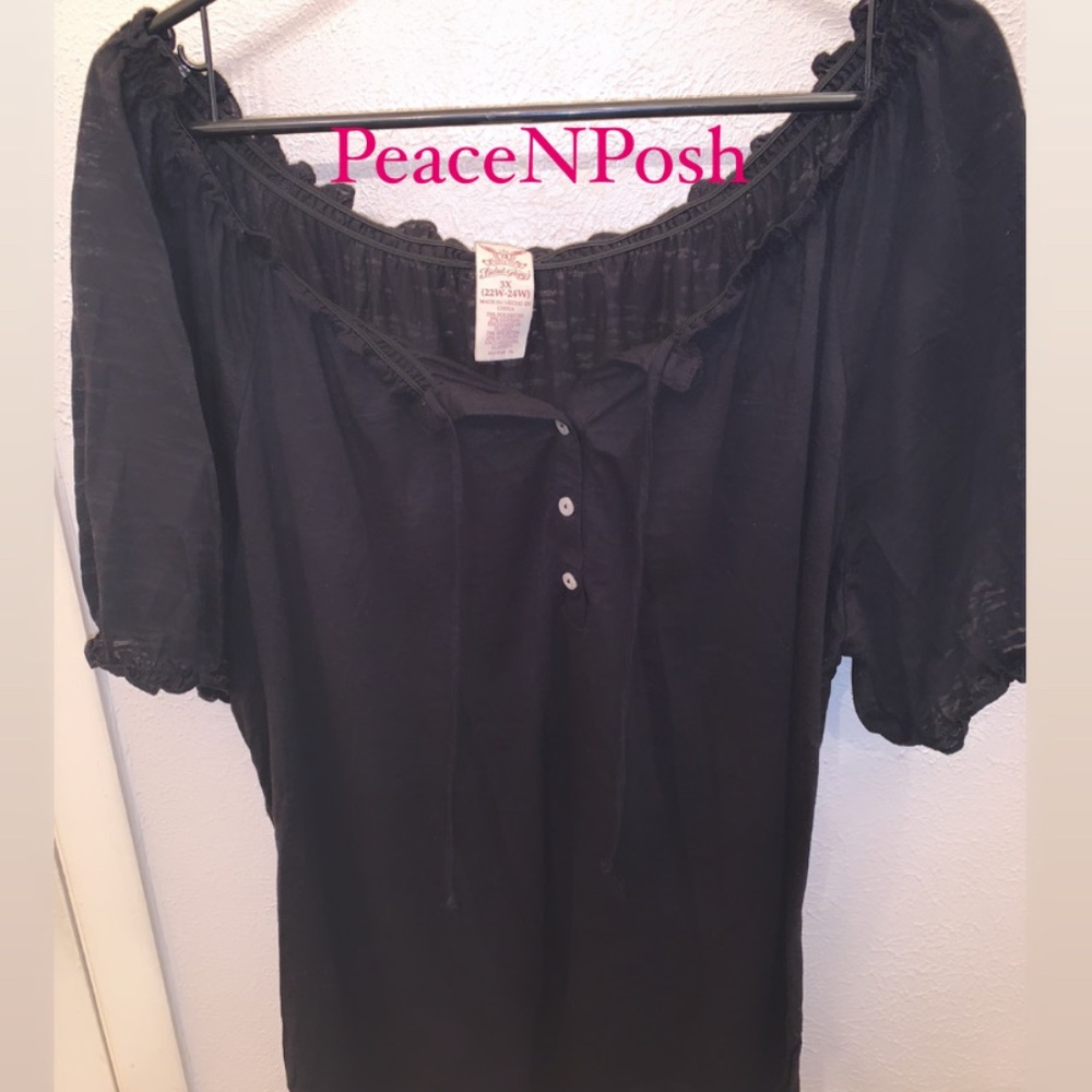 Black FadedGlory sheer shirt size 3X